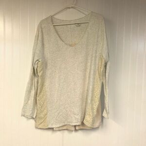 Lane Bryant Women's Gray and Cream Lace Accent Long Sleeve Top 18/20